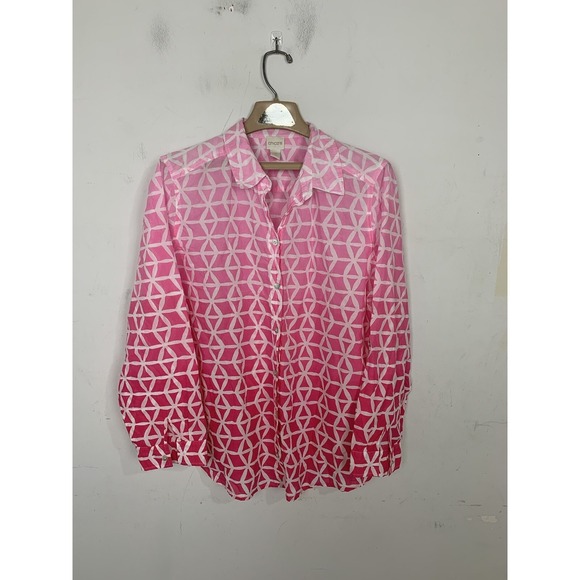Chico's Tops - Chicos Womens Shirt 3 XL Pink Beachy Preppy Ombre Travel Cruise‎ Summer